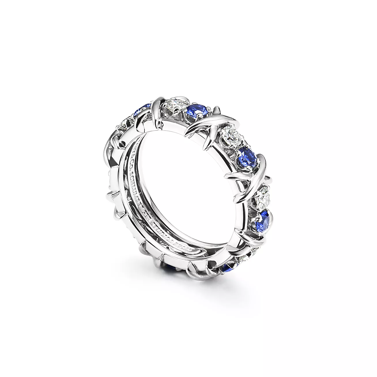 Sixteen Stone by Tiffany Ring with Diamonds and Sapphires - Image 4