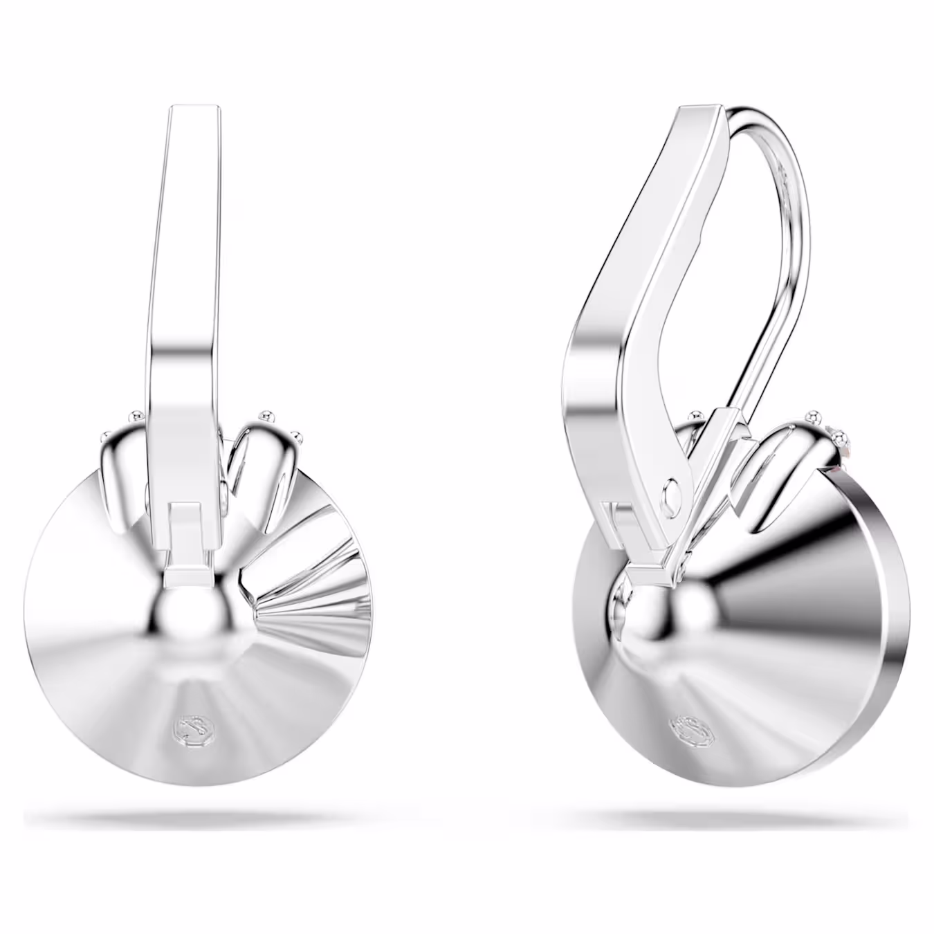 Bella V drop earrings Round cut, Pink, Rhodium plated - Image 4